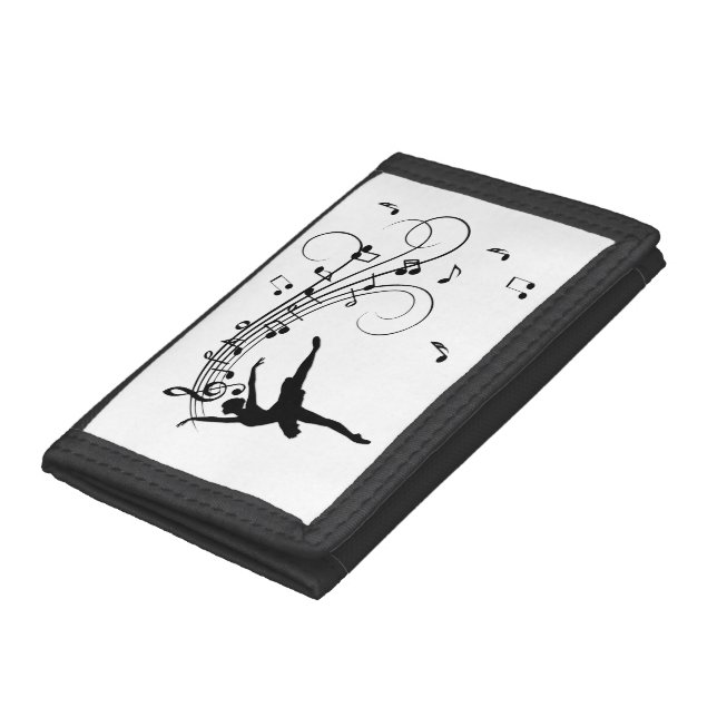 Ballerina Dancing with Music Notes Trifold Wallet (Bottom)