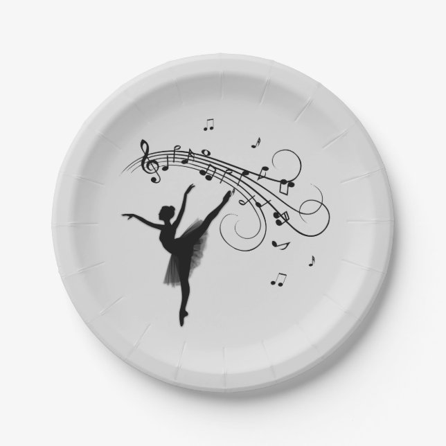 Ballerina Dancing with Music Paper Plates (Front)