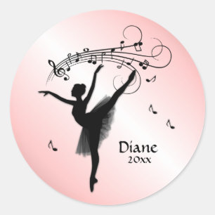 Ballerina Dancing with Music Personal Classic Round Sticker