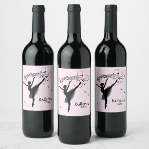 Ballerina Dancing with Music Personal Wine Label