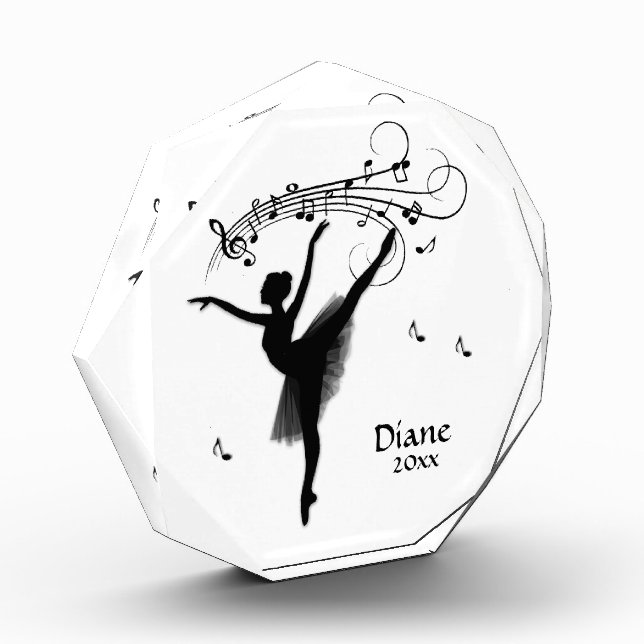 Ballerina Dancing with Music Personalized Acrylic Award (Left)