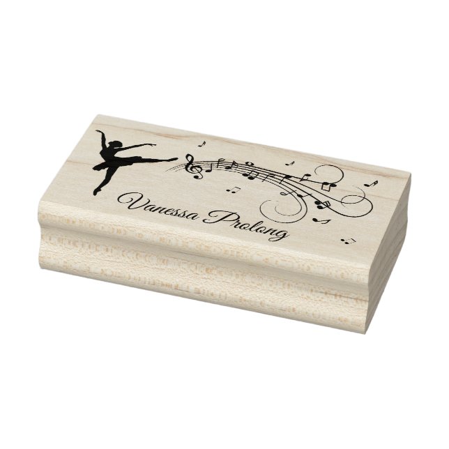 Ballerina Dancing with Music Personalized Rubber Stamp (Stamp)