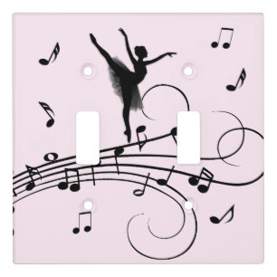 Ballerina Dancing with Music Pink Light Switch Cover