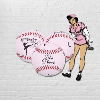 Ballerina Dancing With Music Pink Softball by kahmier at Zazzle
