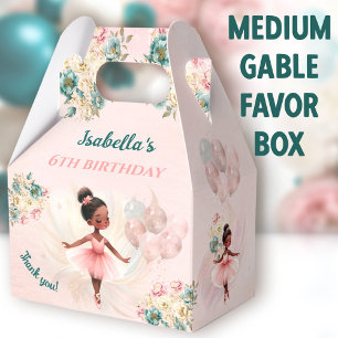 Ballerina Dark Pink Floral Girl Birthday Medium Favor Boxes