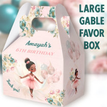 Ballerina Dark Skin Pink Girl Birthday Large Favor Boxes