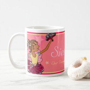 Ballerina daughter star pink & dark girl mug