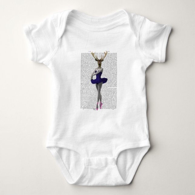 Ballerina Deer in Blue Baby Bodysuit (Front)