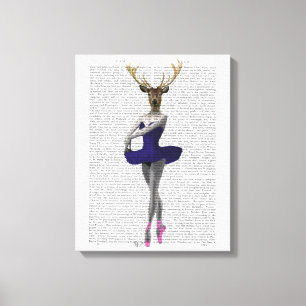 Ballerina Deer in Blue Canvas Print