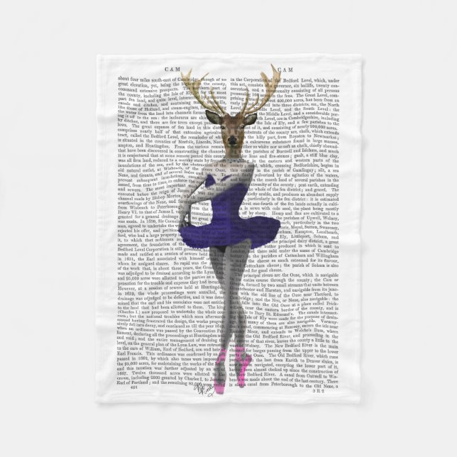 Ballerina Deer in Blue Fleece Blanket (Front)