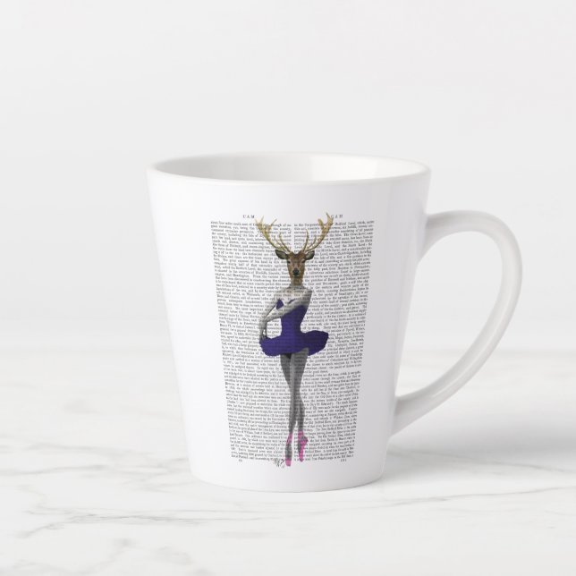 Ballerina Deer in Blue Latte Mug (Right)