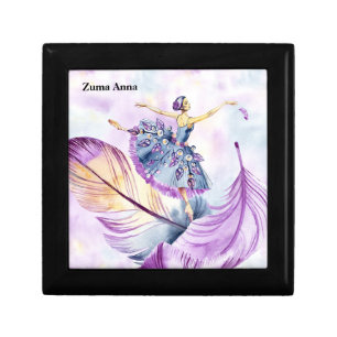 Ballerina Design in Purple Blue with Feathers Gift Box