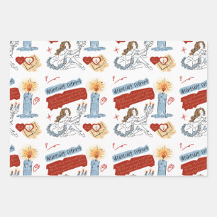 Ballerina Diary Journal Scrapbook Whimsical Wrapping Paper Sheets