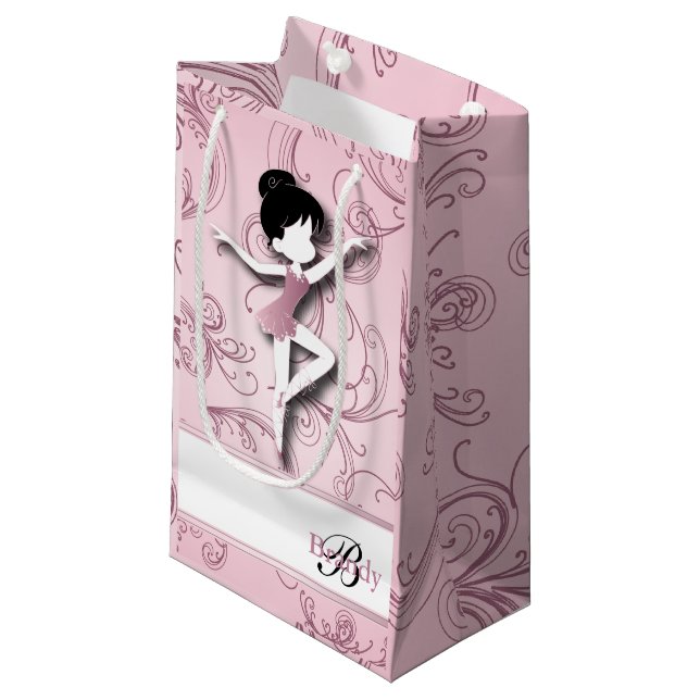 Ballerina Doll | Pink Tourmaline | Personalize Small Gift Bag (Front Angled)