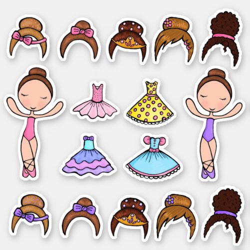 Ballerina Dress Up Tiara Tutu Play Stickers