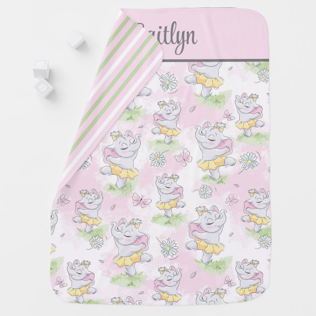 Ballerina Elephant Baby Blanket (In Situ)