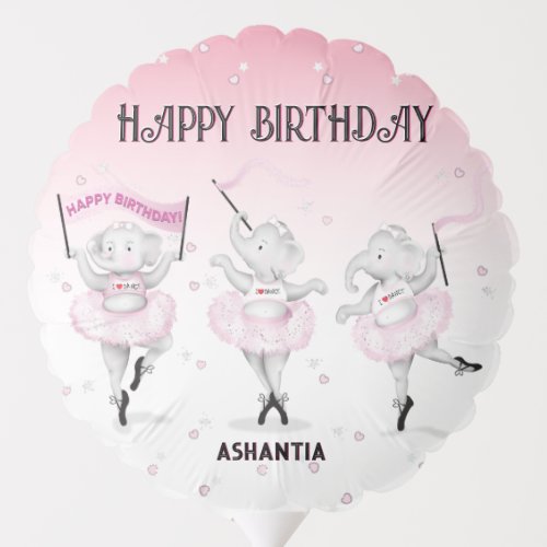 Ballerina Elephant Dance Birthday Balloon