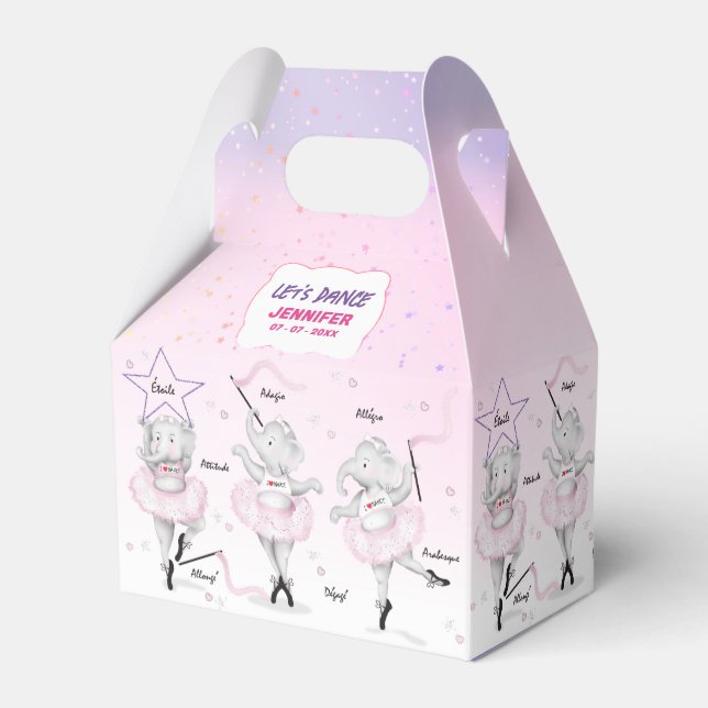 Ballerina Elephant Dance Recital Favor Boxes (Front Side)