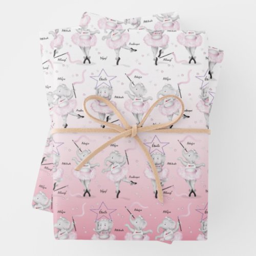 Ballerina Elephant Dance Recital Wrapping Paper Sheets