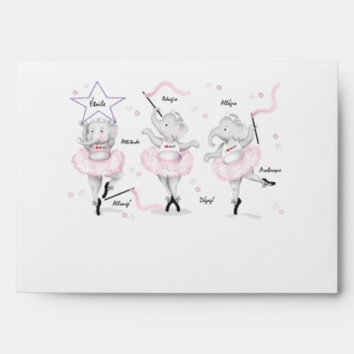 Ballerina Elephant Whimsical Dance Recital Envelope