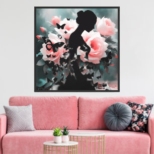 Ballerina Emerging Butterflies Beautiful Floral Canvas Print