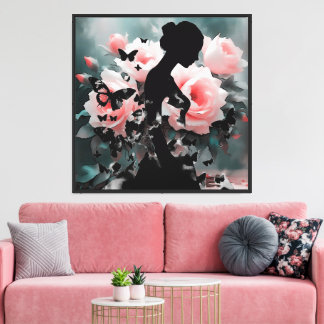 Ballerina Emerging Butterflies Beautiful Floral Canvas Print