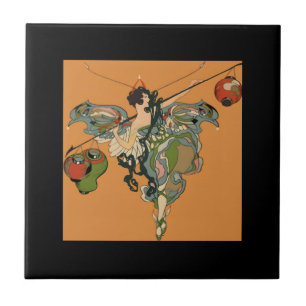 Ballerina Faerie With Lanterns Ceramic Tile