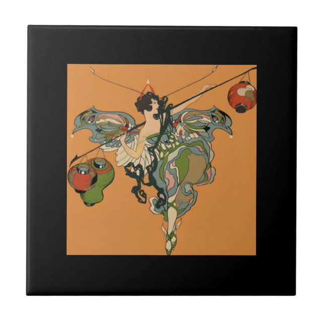 Ballerina Faerie With Lanterns Ceramic Tile (Front)