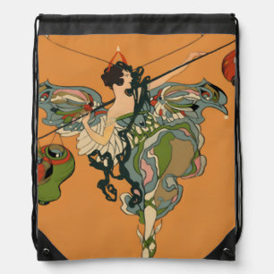Ballerina Faerie With Lanterns Drawstring Bag