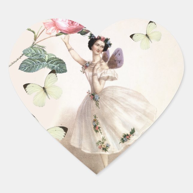 Ballerina Fairy Heart Sticker (Front)