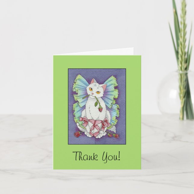 Ballerina Fairy Kitty Cat Cute Thank You Card (Front)