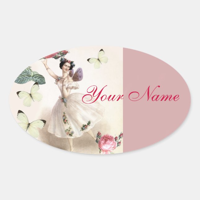 Ballerina Fairy Oval Sticker (Front)