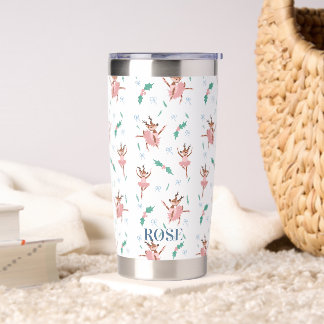 Ballerina Fawn and Bows Winter Cocoa to Go Insulated Tumbler