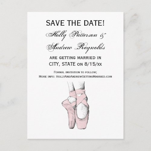 Ballerina Feet on Pointe 1 Lt Pink Announcement Postcard