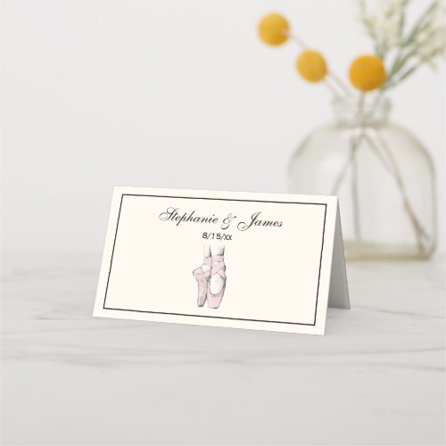 Ballerina Feet on Pointe 1 Lt Pink Ivory Place Card