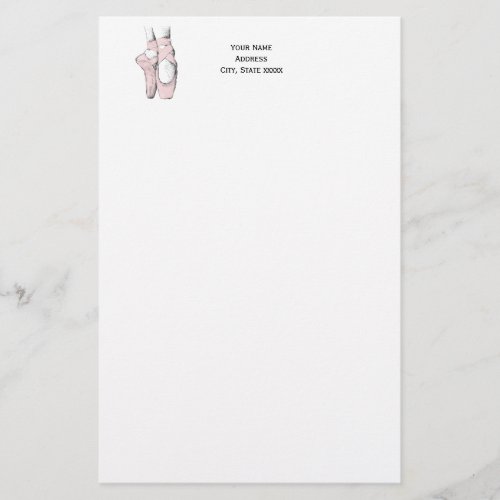 Ballerina Feet on Pointe 1 Lt Pink Stationery