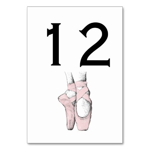 Ballerina Feet on Pointe 1 Lt Pink Table Number