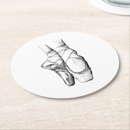 Ballerina Feet on Pointe 1 Round Paper Coaster