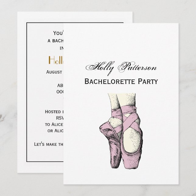 Ballerina Feet on Pointe #3 Lt Pink Invitation (Front/Back)