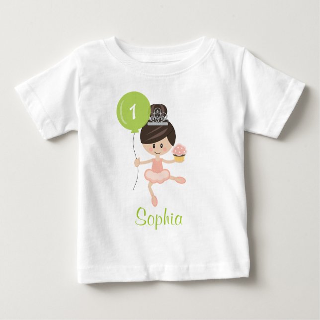 Ballerina First Birthday T-shirt 1st (Front)