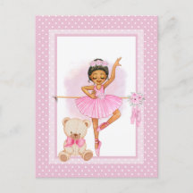 Ballerina floraI polka dots Invitation Postcard