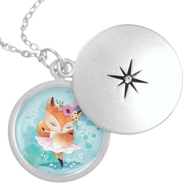 Ballerina Fox Locket Necklace (Front)