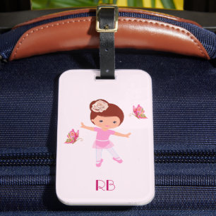 Ballerina Friendly Butterfly Monogram Luggage Tag