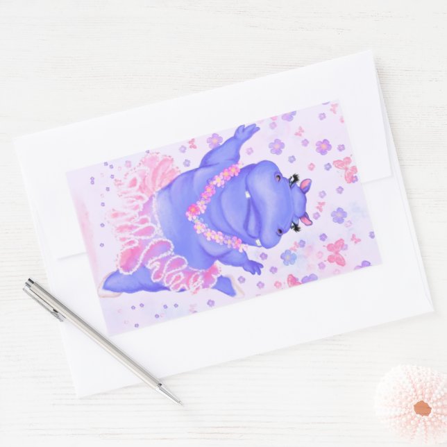 Ballerina Funny Hippo Sticker Happy Ballet Dancer (Envelope)