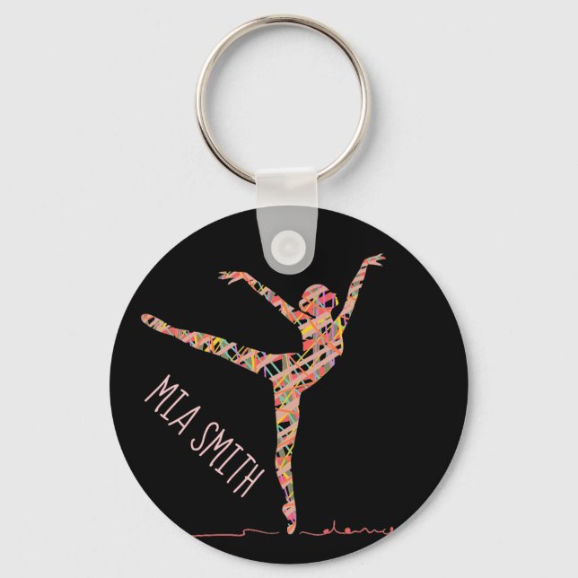Ballerina gift personalised name keychain (Front)