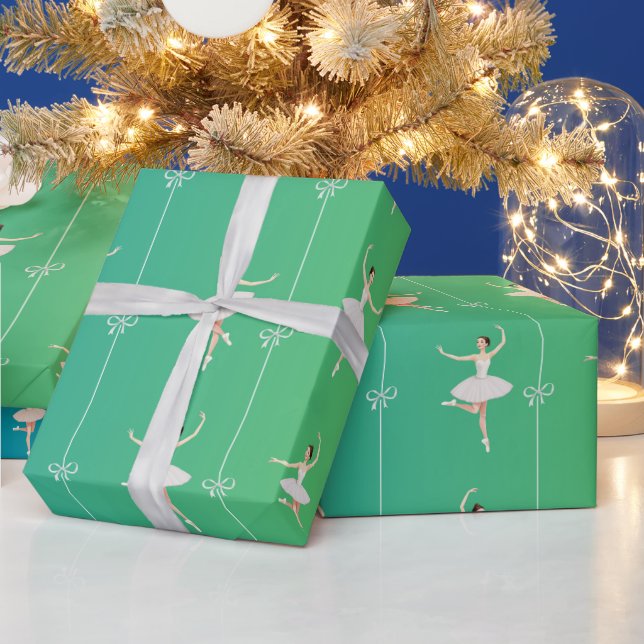 Ballerina Gift Wrapping Paper Girl For Christmas  (Holidays)