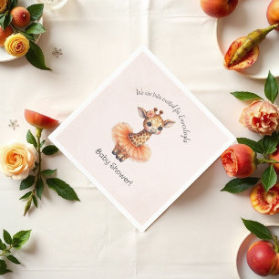 Ballerina Giraffe Tutu Excited Baby Girl Shower Napkins