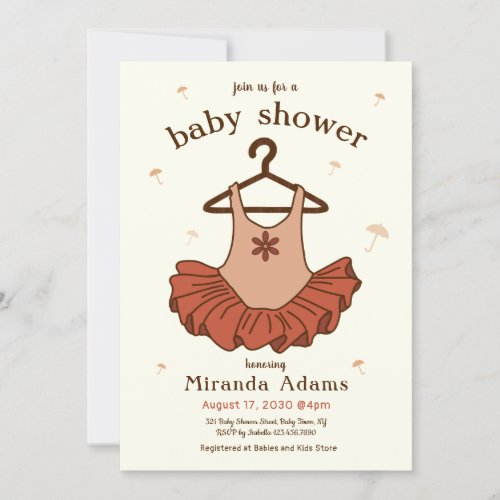 Ballerina Girl Baby Shower Invitation