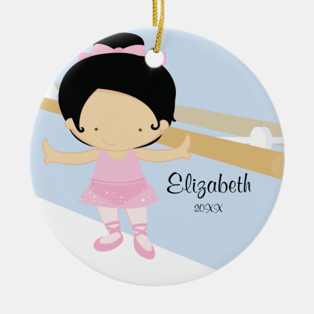 Ballerina Girl Ballet Dance Christmas Ornament (Front)