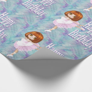 Ballerina Girl Ballet Dancing 2 Happy Birthday Wrapping Paper